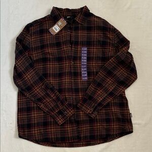 Eddie Bauer Men's Plaid Button down flannel  - Black, Brown, Red NWT